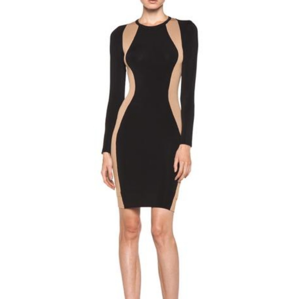 Bodycon Tan and Black Dress